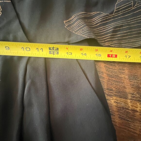 Halston Heritage Black & Gold Kimono Sleeve Mini Dress With Abstract Print Size - Picture 13 of 14